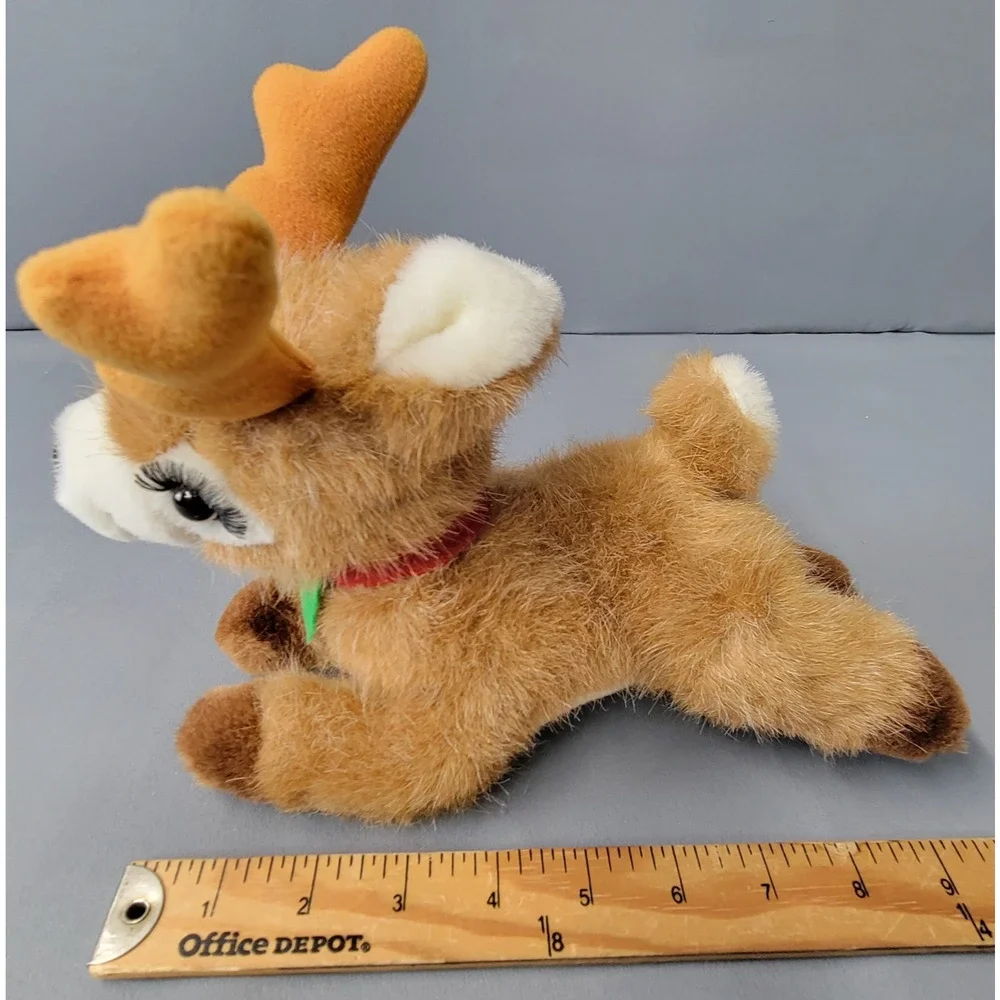 Vintage Russ Berrie Reindeer Shimmer Plush Toy Brown White Furry‎ Christmas #835